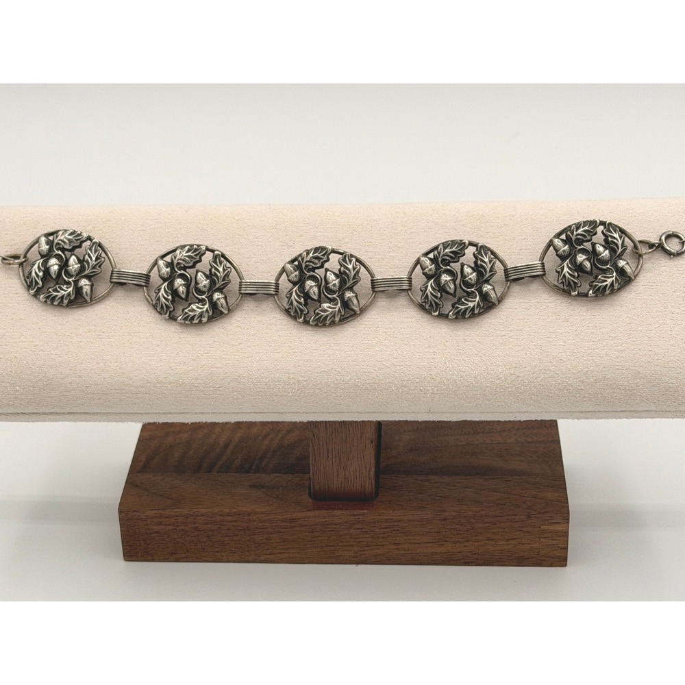 Vintage Danecraft Sterling Silver 925 Oak Leaf Acorn Link Bracelet 7" 16.4g